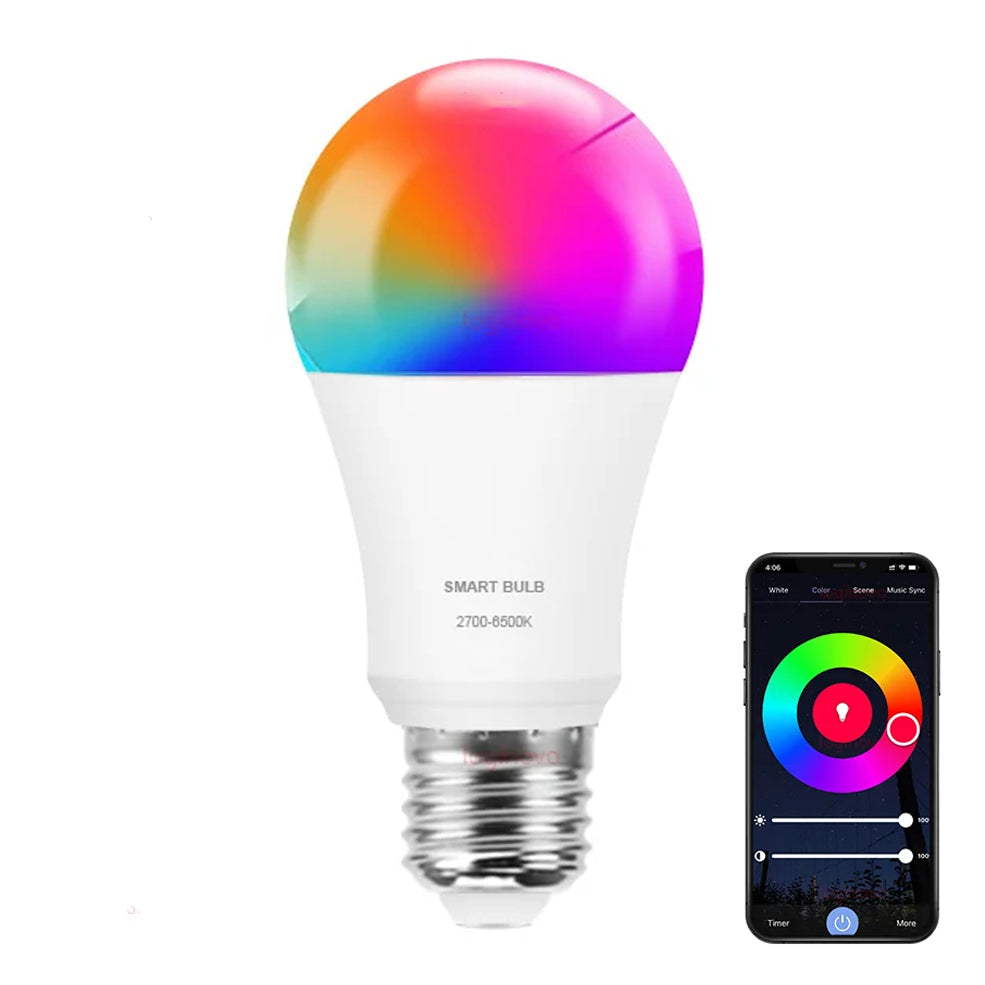 Lâmpada LED Inteligente - RGB, Wi-Fi, Bluetooth, Compatível com Alexa e Google Assistant Lâmpada LED Inteligente - RGB, Wi-Fi, Bluetooth, Compatível com Alexa e Google Assistant